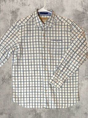 Tommy Bahama Island Modern Fit Men’s L Cotton Silk Long Sleeve Button Up White